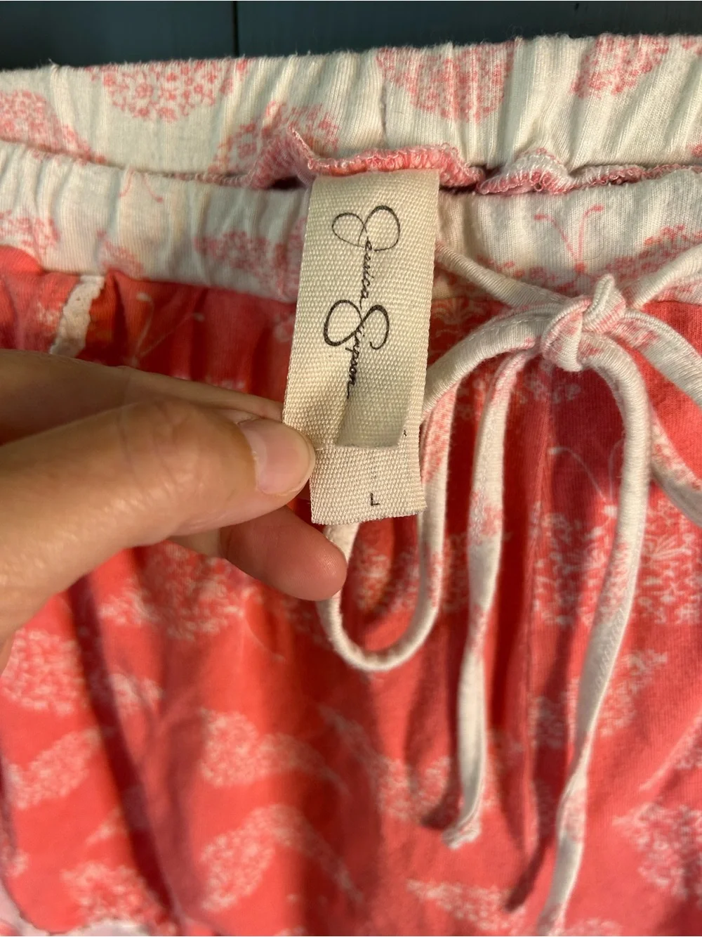 Jessica Simpson Coral Cami & Shorts Drawstring Waist w/ White Butterfly PJ Set L